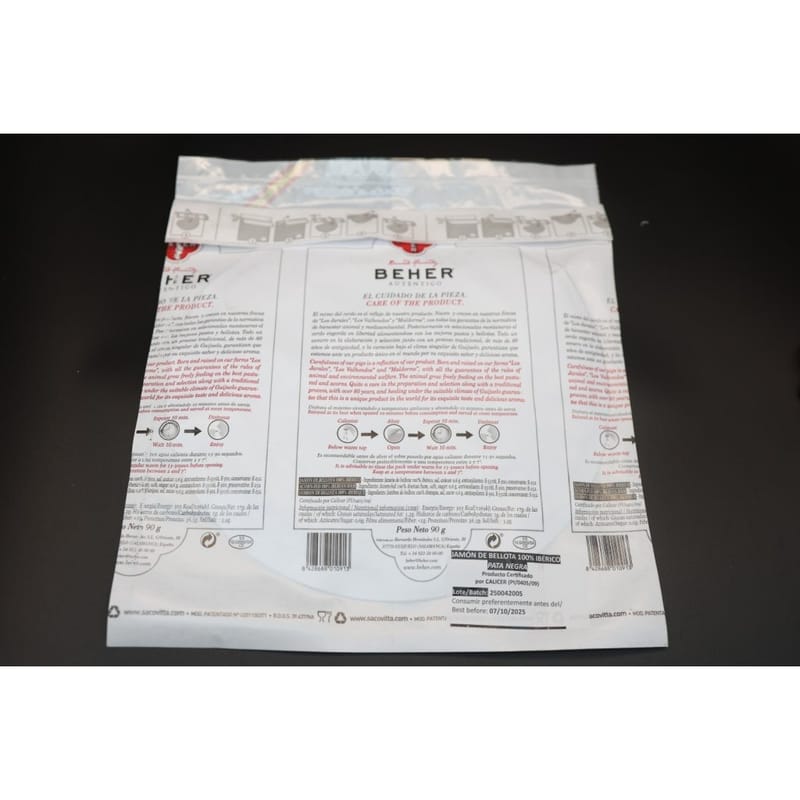 西班牙Beher 100% 伊比利亞黑毛豬(全橡果Bellota)手切火腿片90g-3