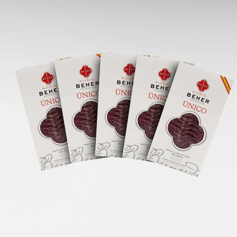 西班牙BEHER 橡果純種100% 伊比利亞黑毛豬機切火腿片100g