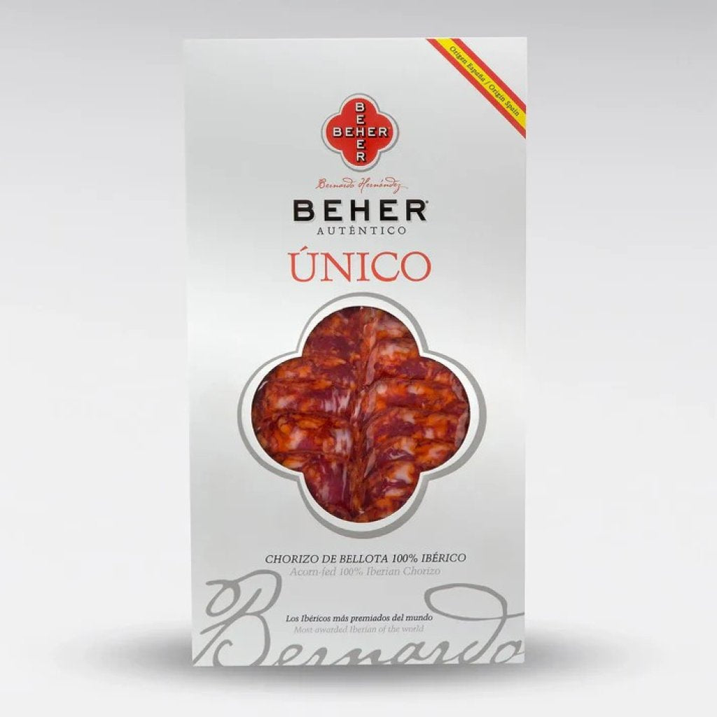 西班牙Beher 100% 伊比利亞黑毛豬(全橡果Bellota)辣香腸切片100g