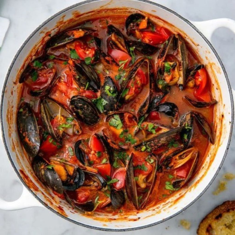 PACIFIC GOLD Chilean Whole Blue Mussels with Tomato & Basil 454g / Pack (No Outer Bag) (Frozen)-1
