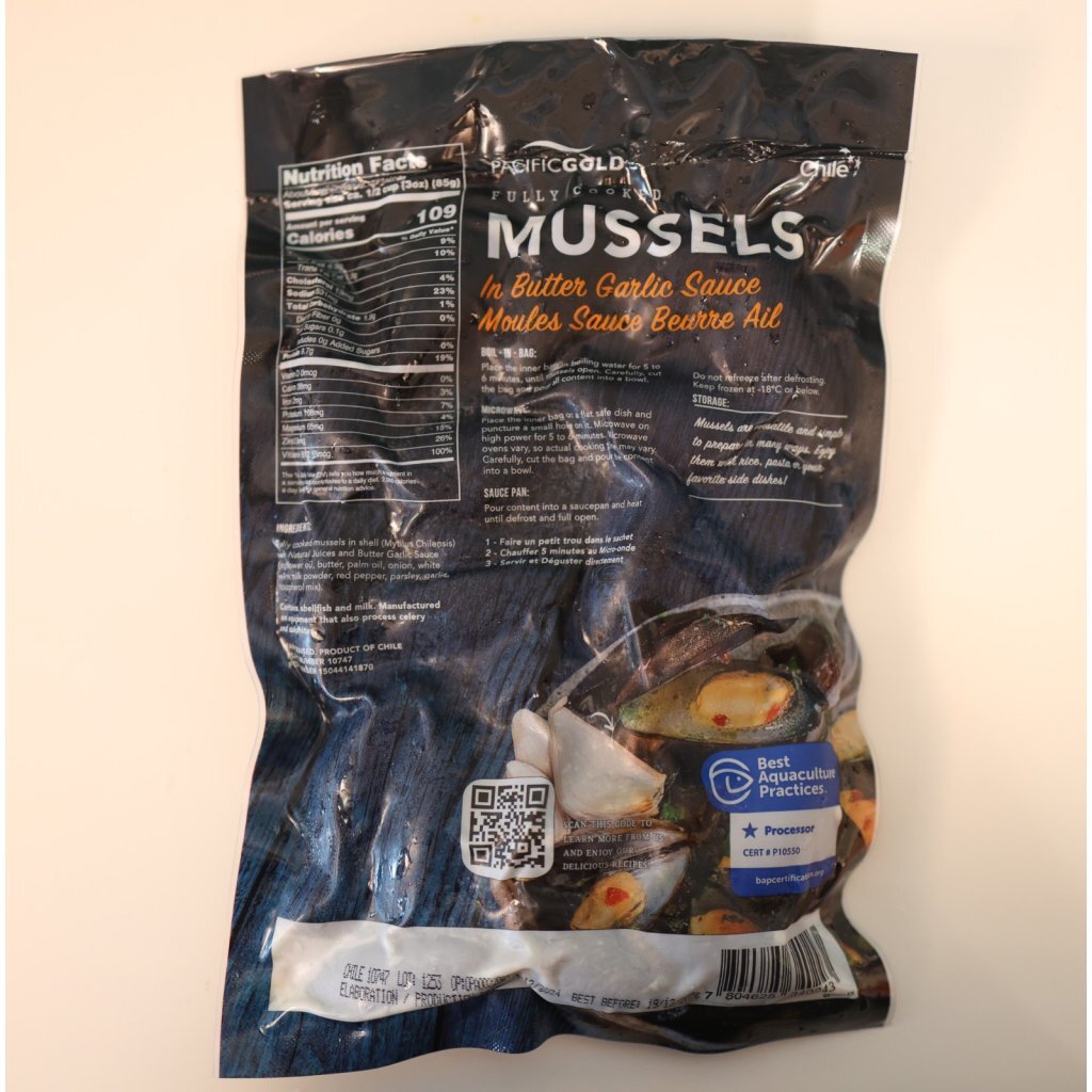 Chile Pacific Gold Premium Whole Blue Mussels（Butter Garlic） 454g