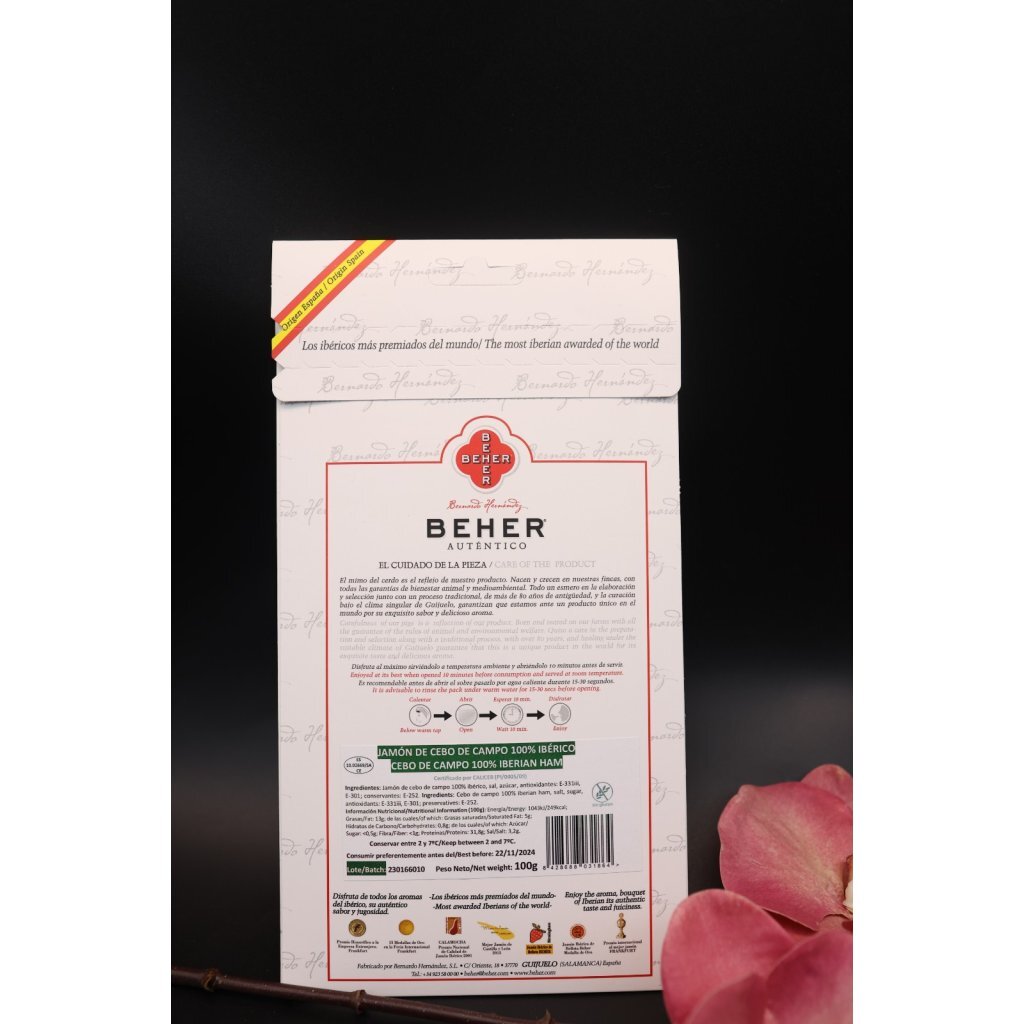 BEHER Spain Bellota 100% Iberico Machine-cut Ham Slices 90g